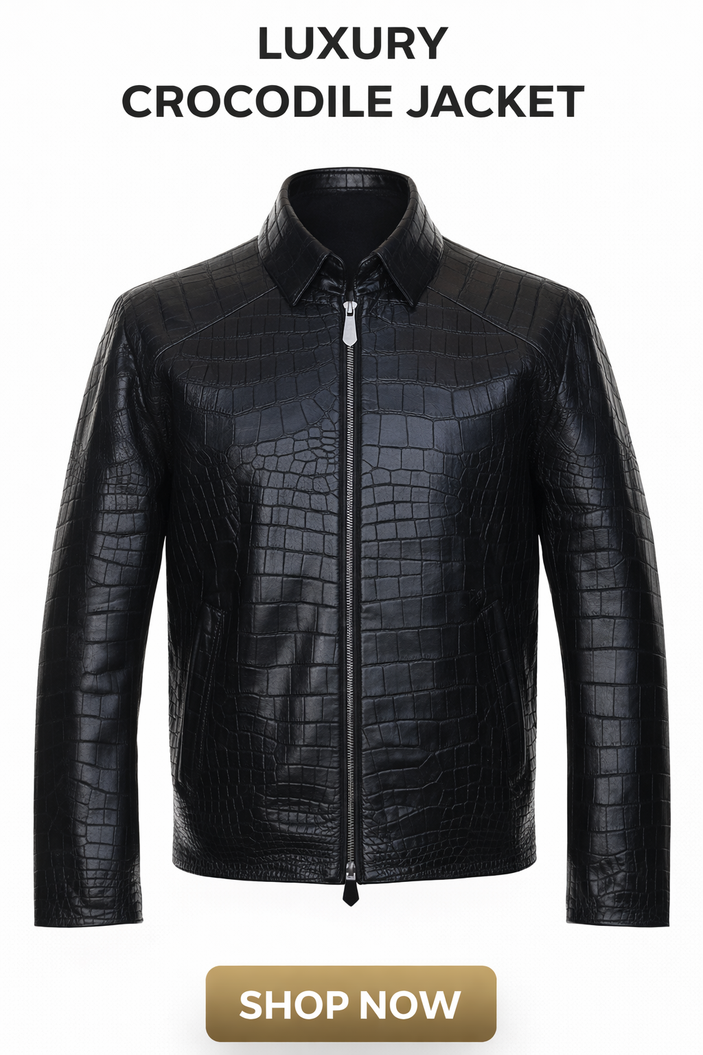 Croc-Embossed Leather Jacket – Slim Fit