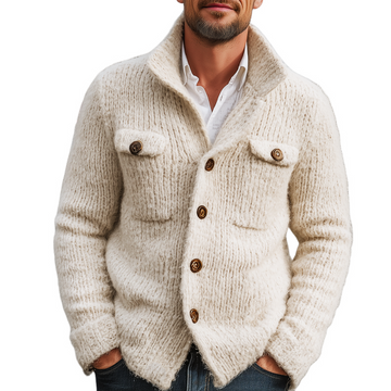 Men's Classic Solid Color Stand Collar Button Cardigan MTA1450J5U