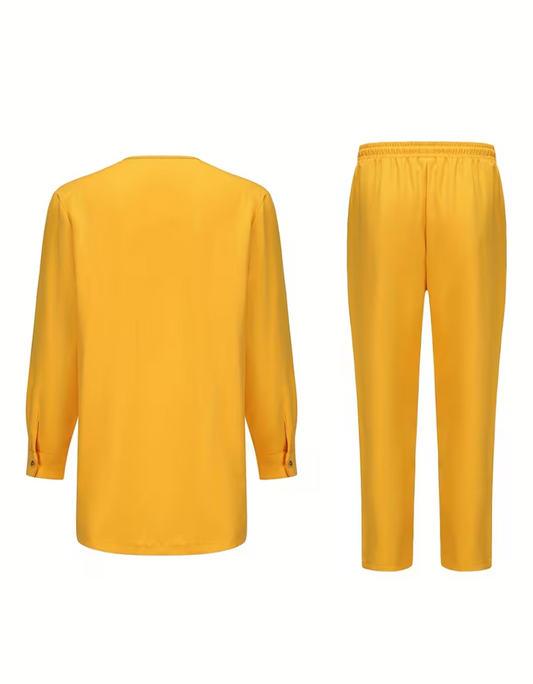 Bright yellow top and pants set