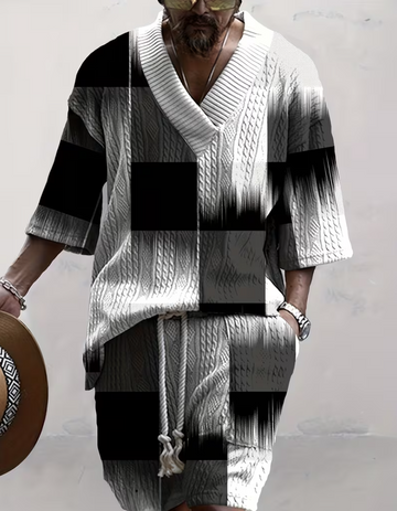 Black and white knit pattern loose suit