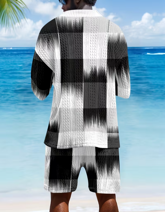 Black and white knit pattern loose suit