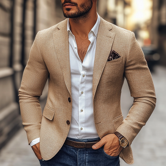 Blazer décontracté à revers crantés et deux boutons pour hommes 47644865Z