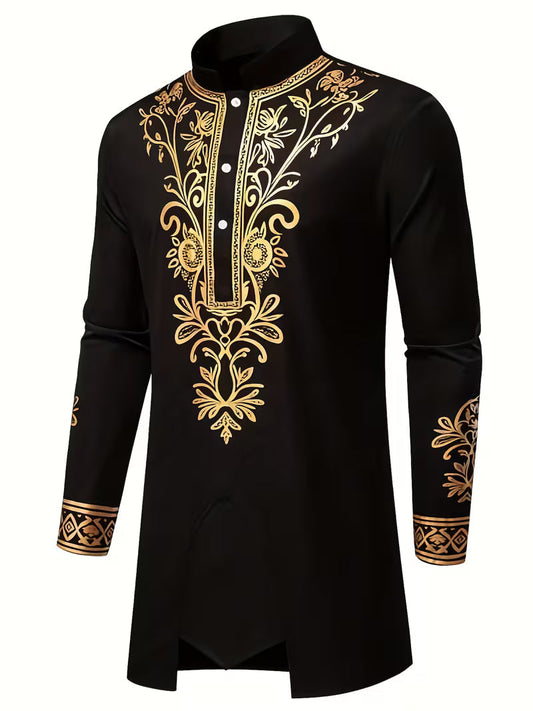 Floral Embroidered Men's Traditional Two-Piece Set