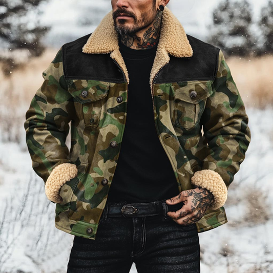 Veste en daim camouflage à revers en polaire pour homme 41809323Z