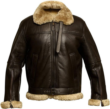 Leather Shearling Lined Bomber Jacket