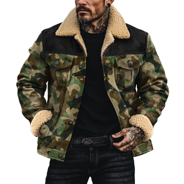 Veste en daim camouflage à revers en polaire pour homme 41809323Z