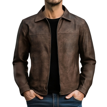 【Expédition 24 heures】Veste en cuir vieilli vintage pour homme 34416789U