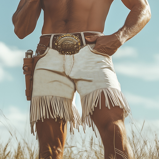 Men's Summer Western Denim Style Fringe Shorts MTA2250D8U