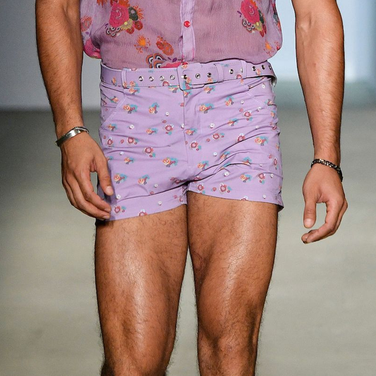 Men's Floral Print Straight Casual Shorts MTA0935F1Z (Without Belt)