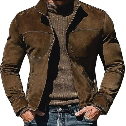 Veste à col montant en daim pour hommes 67773897U
