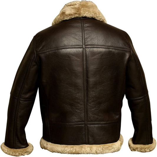 Genuine Sheep Skin Leather RAF Flight Aviator Jacket With Fur Wool Lining