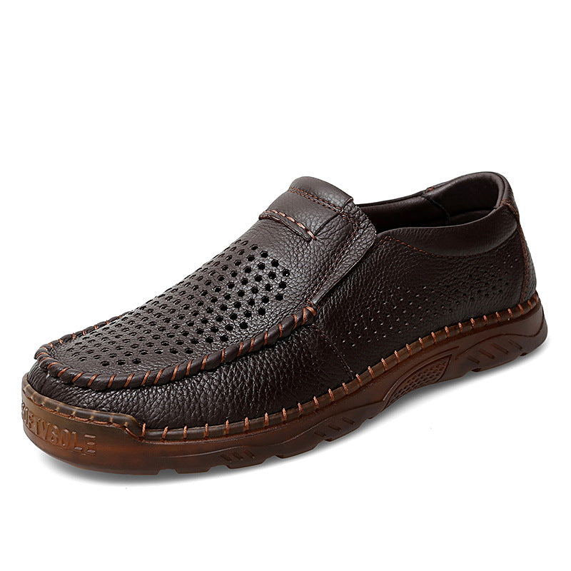 Men's Handmade Cowhide Hollow Breathable Loafers