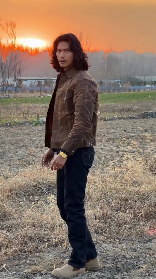 Retro brown textured jacket