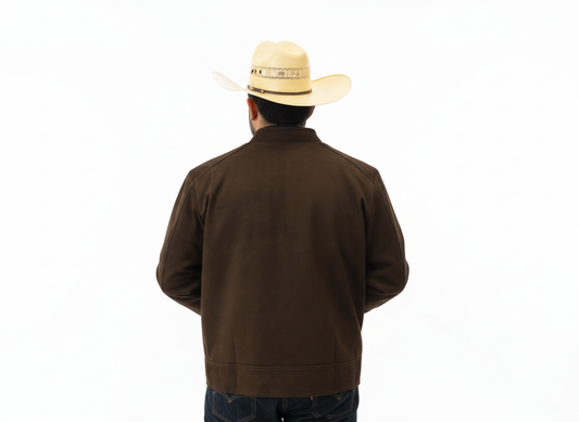 Dark Brown Suede Stand-Collar Jacket