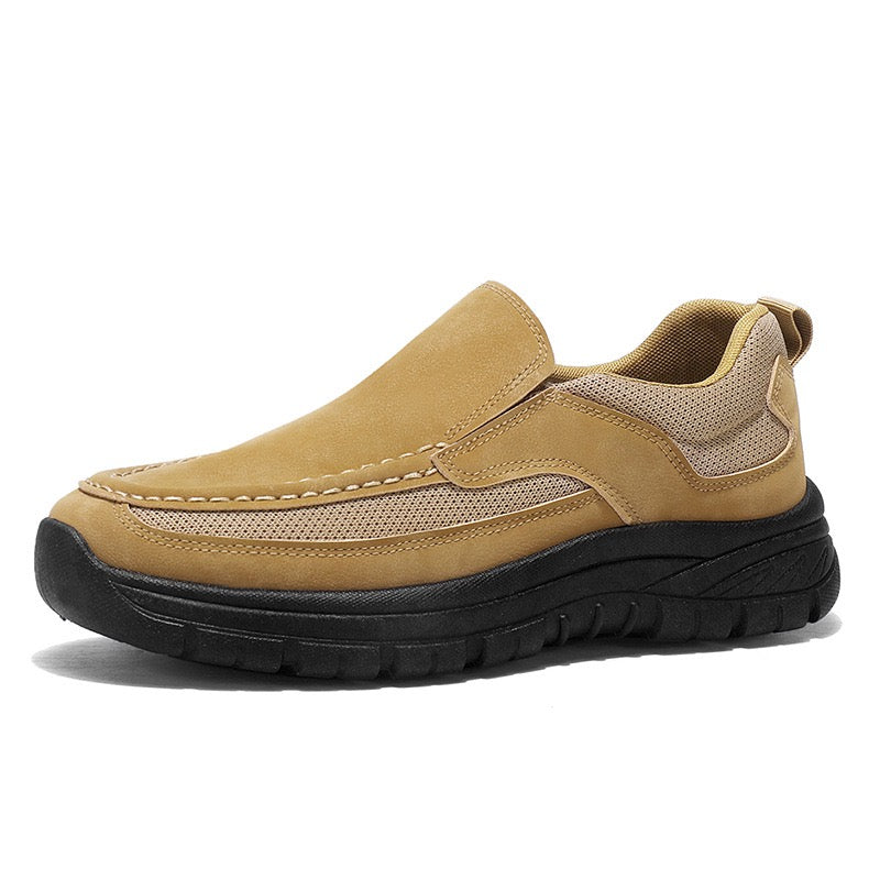 Genuine Leather  Slip-On Shoes - Orthopedic Arch Support, Wide Toe Box