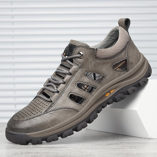 Men's handmade cowhide porous breathable shoes