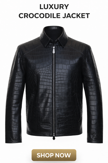 Croc-Embossed Leather Jacket – Slim Fit