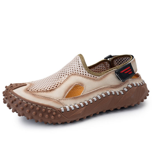 Men‘s Genuine Leather Mesh Breathable Outdoor Sandals