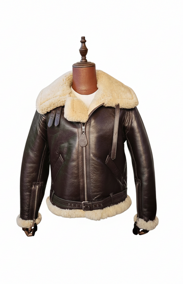 Leather Shearling Lined Bomber Jacket