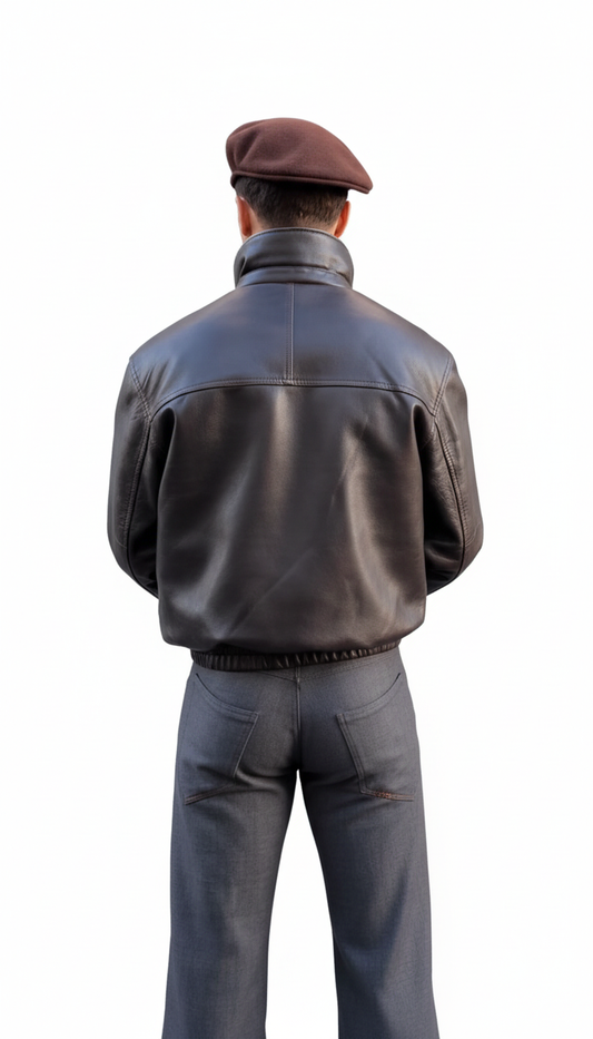 Wool lined leather jacket