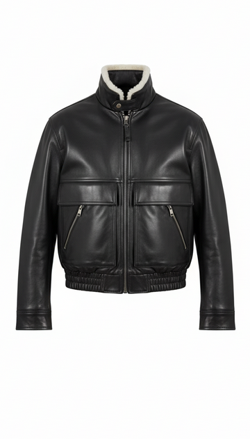 Wool lined leather jacket