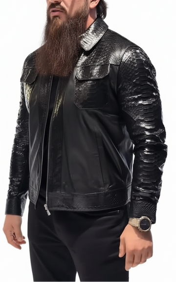 Men’s Premium Croc-Embossed Leather Jacket