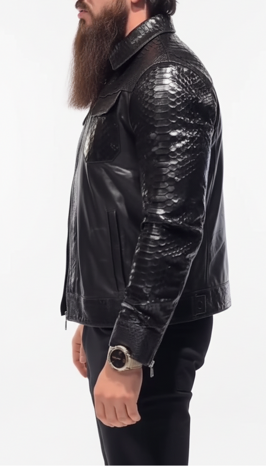 Men’s Premium Croc-Embossed Leather Jacket