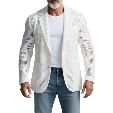 Men's Solid Knit Notch Lapel Two Buttons Casual Blazer MTA2451G5Z