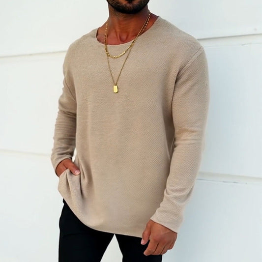 【Expédition 24h/24】T-shirt à manches longues à col rond imprimé rétro décontracté pour hommes 84995635TO