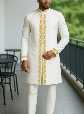 TACOHEAL Plus Size Embroidered Zip-Up Long Sleeve Men's Pants Set