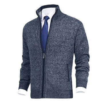 Pull cardigan à col montant de couleur unie pour hommes 70313014X