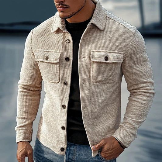 Veste à revers texturée à rayures vintage pour homme 70833586X