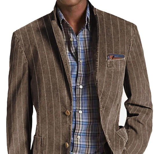 【Expédition en 24 heures】Blazer à simple boutonnage à revers rayé vintage pour homme 53951972Y