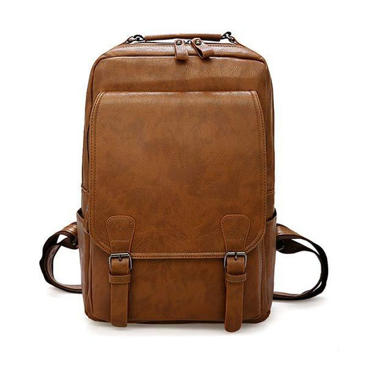 SAC À DOS EN CUIR VINTAGE ZIP RABAT