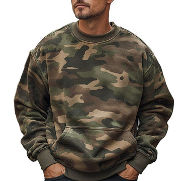 Sweat-shirt ras du cou à imprimé camouflage pour homme 39190825X