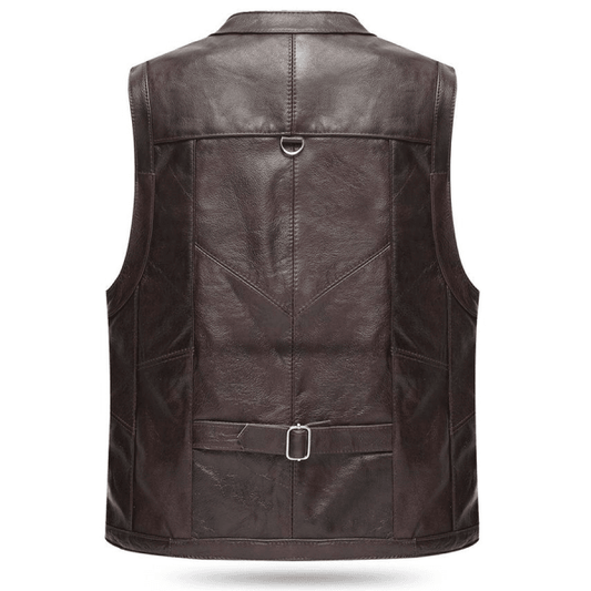 HOMMES'S GILET DE STYLE COUNTRY RÉTRO EN CUIR DE VACHE PERMIS
