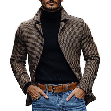 Blazer slim ajusté à simple boutonnage pied-de-poule vintage pour hommes 76167581M