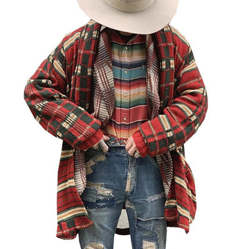 Cardigan en tricot ample à carreaux décontracté pour hommes 25744659M