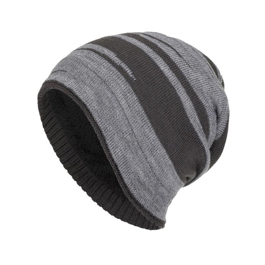 Bonnet tricoté chaud à doublure en peluche jacquard rétro pour homme 15668282Y