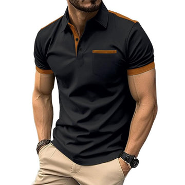 Polo à manches courtes et revers avec poche poitrine colorblock pour homme 34702997Y